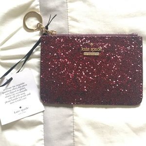 Kate Spade red sparkle keychain wallet